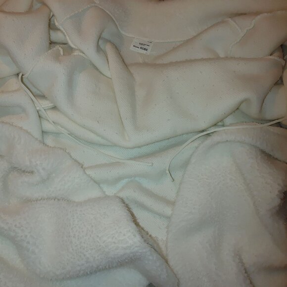 JC Penneys White Long Robe Vintage Meduim Pockets Fleece Housecoat Cozy - Picture 11 of 12